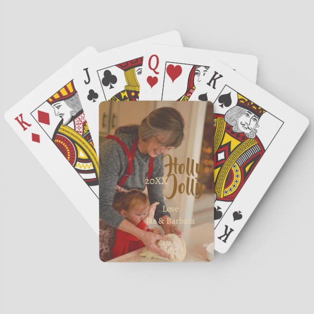 Baralho Holly Jolly family holiday photo beige year naboho (Verso)