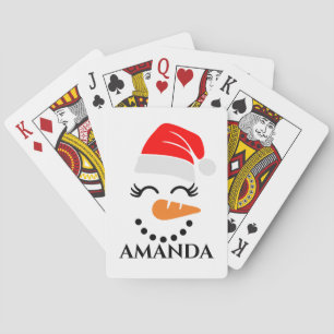 Baralho Homem de neve de natal personalizado com nome pers