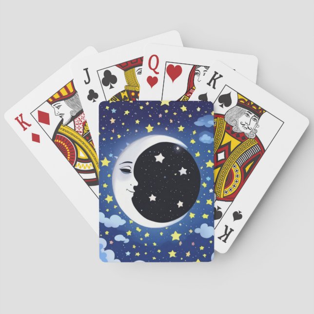 Baralho Homem na Lua num fundo estrelado (Verso)