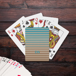 Baralho Horizontal Stripes Castanho e Monograma Azul