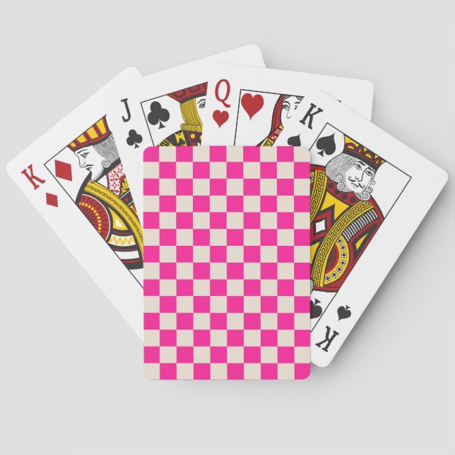 Baralho Hot pink and tan checkerboard pattern (Verso)