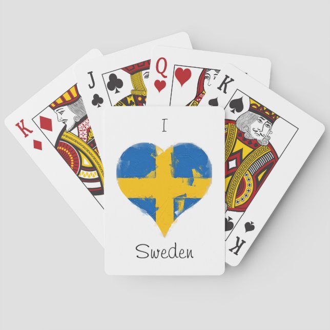 Baralho I Heart Suecia Swedish Flag (Verso)