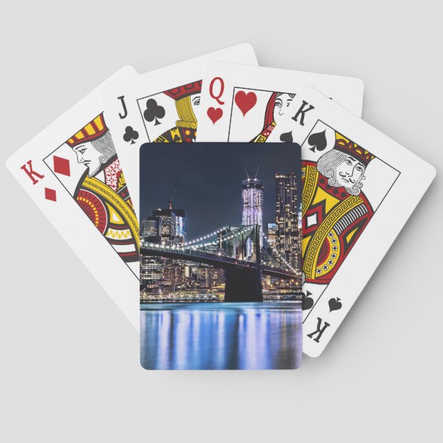 Baralho Ideia da reflexão da ponte de Brooklyn de New York (Verso)