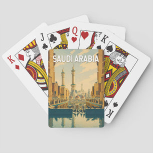 Baralho Ilustração da Arábia Saudita Viagem Arte Vintage