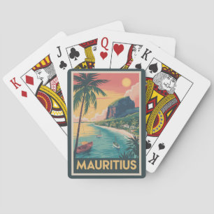 Baralho Ilustração da Costa de Maurício Arte de Viagem Vin