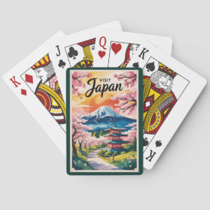 Baralho Ilustração da Montanha Fuji do Japão Viagem Arte V