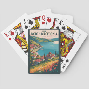 Baralho Ilustração da paisagem urbana da Macedônia do Nort