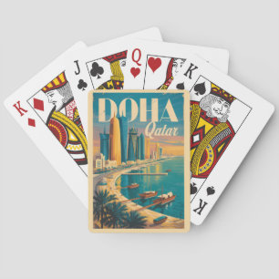 Baralho Ilustração da Paisagem Urbana de Doha Qatar Arte d