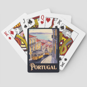 Baralho Ilustração da paisagem urbana de Lisboa em Portuga