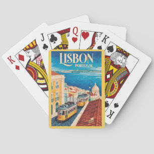 Baralho Ilustração da paisagem urbana de Lisboa Portugal A