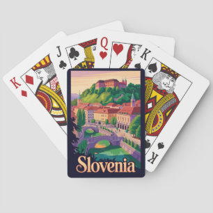 Baralho Ilustração da Ponte de Liubliana Eslovênia Arte de