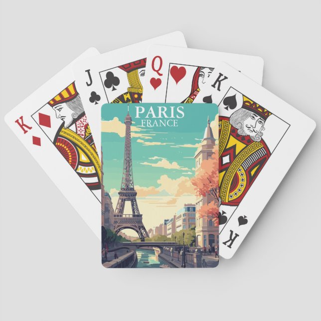 Baralho Ilustração da Torre Eiffel em Paris, França (Verso)