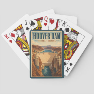 Baralho Ilustração da Usina de Hoover Dam Viagem Arte
