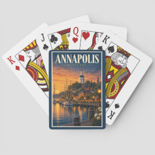 Baralho Ilustração de Annapolis Maryland Pôr do Sol Arte d