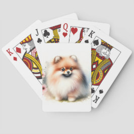 Baralho Ilustração de aquarela da Pomerânia Cuta