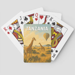 Baralho Ilustração de Balão de Ar Quente da Tanzânia Arte 