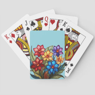 Baralho Ilustração de Buquê Floral Vibrante em Vidro Pinta