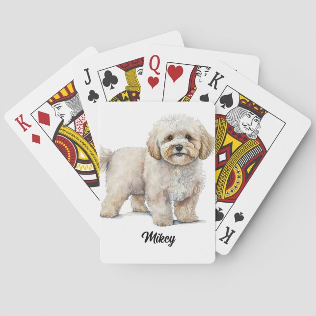 Baralho Ilustração de Cachorro Bonito - Maltipoo (Verso)