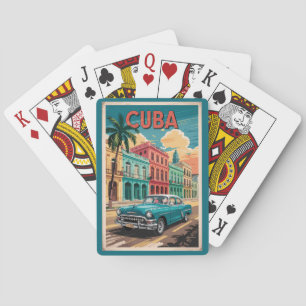 Baralho Ilustração de Carro Clássico de Cuba Arte de Viage