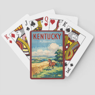 Baralho Ilustração de Cavalos de Kentucky Arte de Viagem V