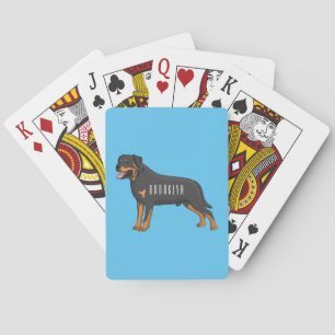 Baralho Ilustração de desenho animado de cão rottweiler