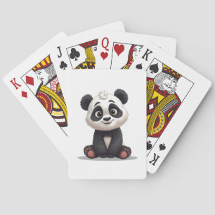 Baralho Ilustração de Desenho Animado de Urso Panda Sentad