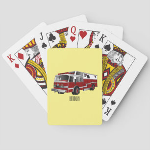 Baralho Ilustração de desenho animado do motor de incêndio