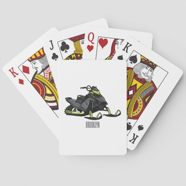 Baralho Ilustração de desenho animado Snowmobile (Verso)