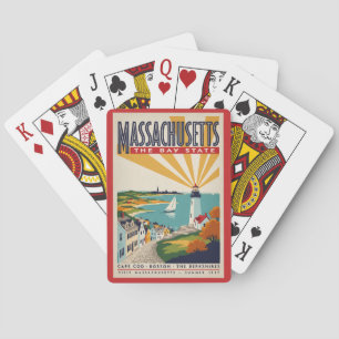 Baralho Ilustração de Farol de Massachusetts Arte de Viage