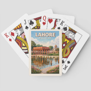 Baralho Ilustração de Jardins de Lahore Paquistão Arte de