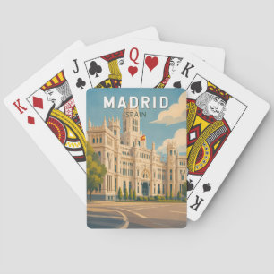 Baralho Ilustração de Madrid Espanha Viagem Arte Vintage