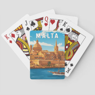 Baralho Ilustração de Malta Viagem Arte Vintage