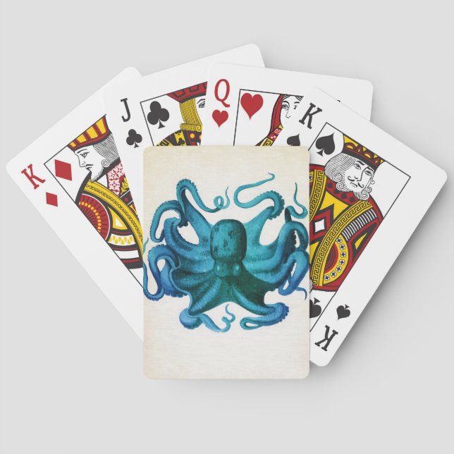 Baralho Ilustração de Octopus de Aquarela (Verso)