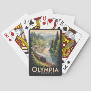 Baralho Ilustração de Olympia Washington Viagem Arte Vinta