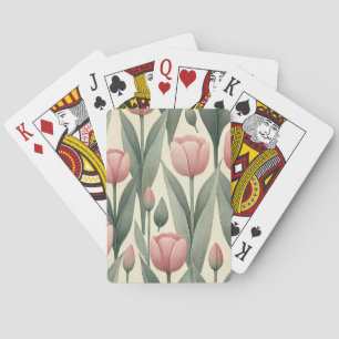 Baralho Ilustração de Padrão de Campo de Tulip Rosa