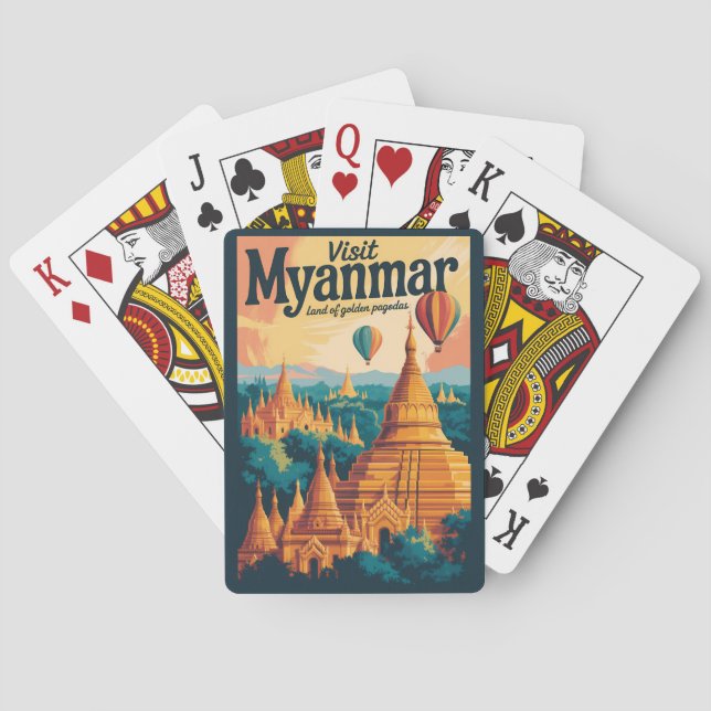 Baralho Ilustração de Pagodes de Mianmar Arte de Viagem Vi (Verso)