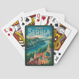 Baralho Ilustração de Paisagem da Sérvia Arte de Viagem Vi