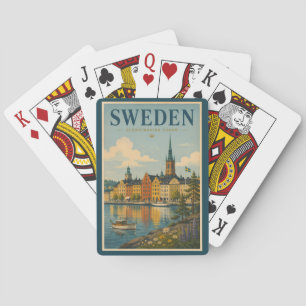 Baralho Ilustração de paisagem da Suécia Arte de Viagem Vi