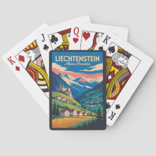 Baralho Ilustração de Paisagem de Liechtenstein Viagem Art
