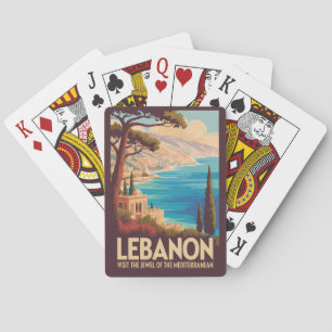 Baralho Ilustração de Paisagem do Líbano Arte de Viagem Vi