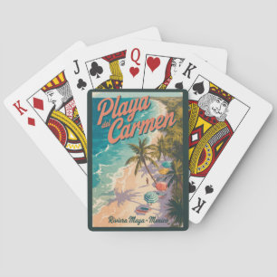 Baralho Ilustração de Praia de Playa del Carmen Arte de Vi