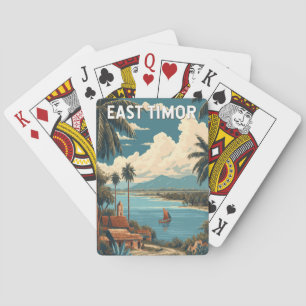 Baralho Ilustração de Timor-Leste Viagem Arte Vintage