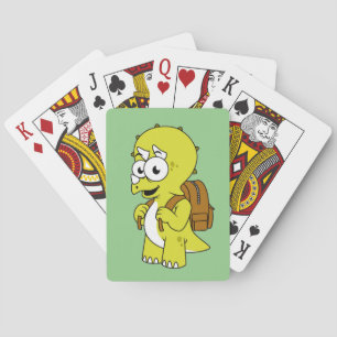 Baralho Ilustração De Tricerátops Com Mochila.