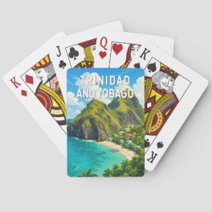 Baralho Ilustração de Trinidad e Tobago Viagem Arte Retro