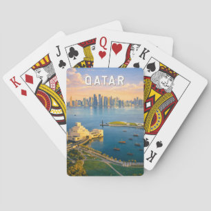 Baralho Ilustração de Viagem Arte Vintage Qatar