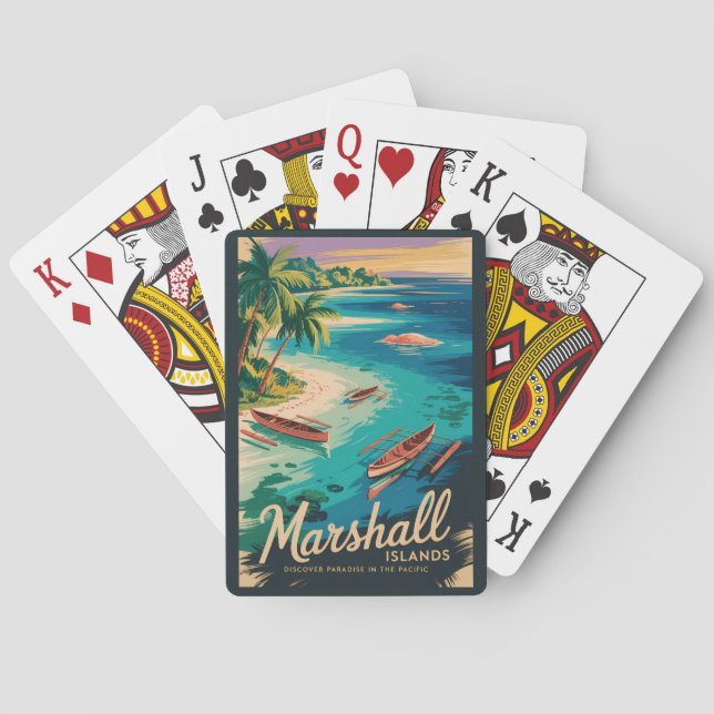 Baralho Ilustração de viagem da costa das Ilhas Marshall A (Verso)