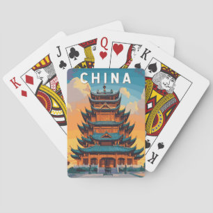 Baralho Ilustração de Viagem de Arte Vintage da China