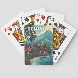 Baralho Ilustração de viagem de arte vintage da Dominica