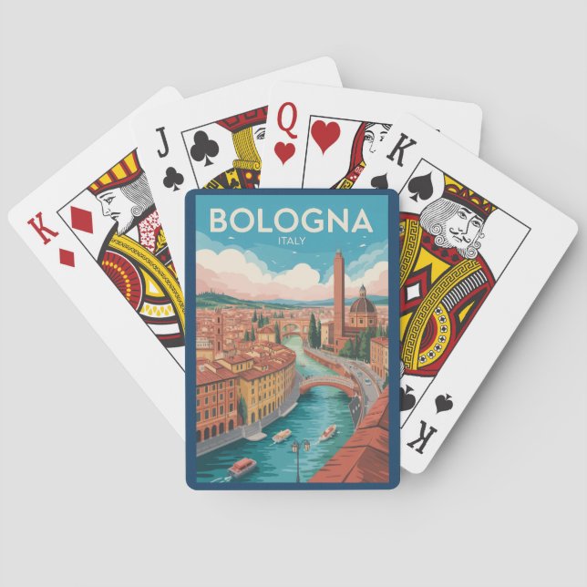 Baralho Ilustração de viagem de arte vintage de Bolonha It (Verso)
