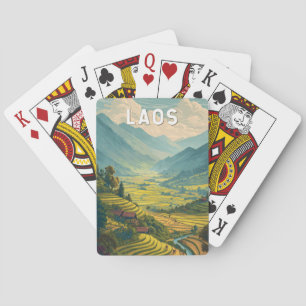 Baralho Ilustração de viagem de arte vintage do Laos
